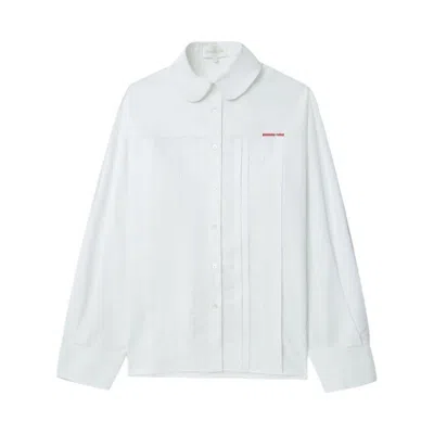 Shushu-tong Lace-trim Cotton Shirt In White