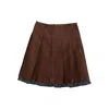 Shushu-tong Pleated Contrasting-trim Skirt In Brown