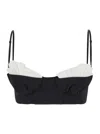 Shushu-tong Black Cropped Top With Ruches Details In Black
