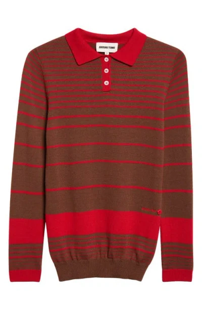 Shushu-tong Shushu/tong Stripe Wool Blend Polo In Red