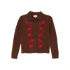 Shushu-tong Floral-embroidered Cardigan In Brown