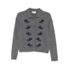 Shushu-tong Floral-appliqué Cardigan In Gray