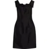 Shushu-tong Black Lapel Waist-cinching Straight Minidress In Black