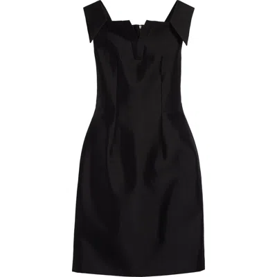 Shushu-tong Black Lapel Waist-cinching Straight Minidress