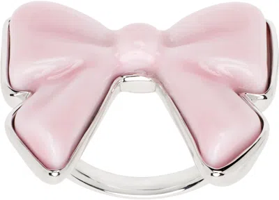 Shushu-tong Silver & Pink Yvmin Edition Ceramics Bowknot Ring