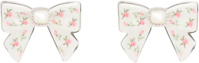 Shushu-tong Silver & White Yvmin Edition Ceramics Bowknot Nacre Earrings