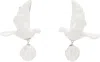 Shushu-tong Silver & White Yvmin Edition Ceramics Pigeon With Rose Earrings In White