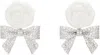 Shushu-tong Silver & White Yvmin Edition Ceramics Rose Pave Bowknot Earrings In White