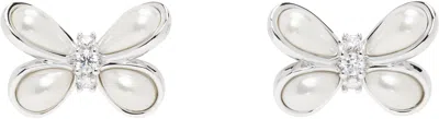 Shushu-tong Silver & White Yvmin Edition Pearl Butterfly Flower Basic Large Earrings