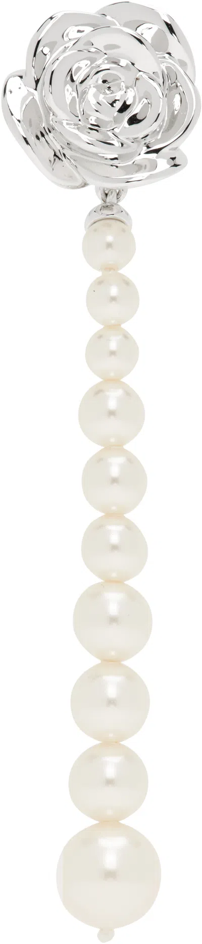 Shushu-tong Silver & White Yvmin Edition Pearl String Rose Single Earring