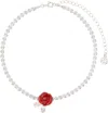 Shushu-tong Silver Yvmin Edition Ceramic Rose Choker In Red