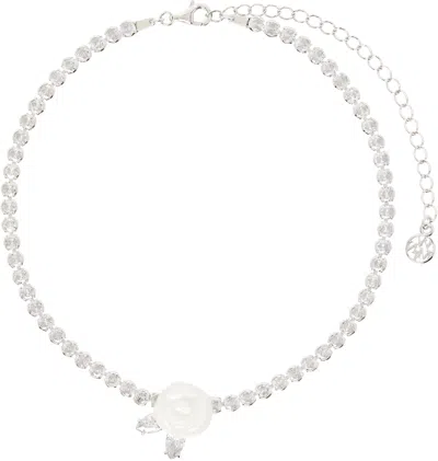 Shushu-tong Silver Yvmin Edition Ceramic Rose Choker In White
