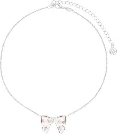 Shushu-tong Silver Yvmin Edition Double-sided Ceramics Bowknot Necklace In Pink&green
