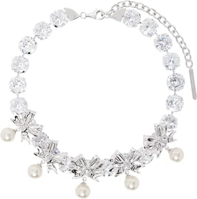 Shushu-tong Silver Yvmin Edition Pearl Bow Knot Crystal Chain Necklace In White