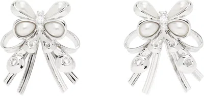 Shushu-tong Silver Yvmin Edition Pearl Butterfly Flower Curly Hair Earrings In Sliver