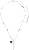 Shushu-tong Silver Yvmin Edition Sleeping Rose Snake Bone Necklace In Red