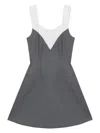 Shushu-tong Paneled Wool And Linen-blend Trimmed Grain De Poudre Mini Dress In Grey
