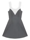 Shushu-tong Paneled Wool And Linen-blend Trimmed Grain De Poudre Mini Dress In Grey