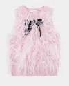 Shushu-tong Shushu/tong Bow Feather Sleeveless Wool Blend Sweater In Pink