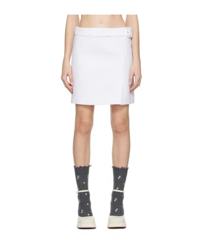Shushu-tong White Low Waist Skirt In Wh100 White