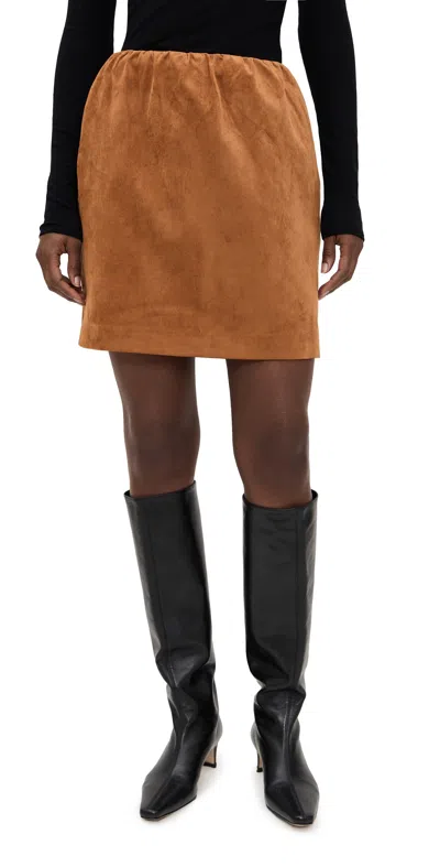 Shushu-tong Smocked Short Skirt Brown