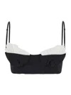 Shushu-tong Black Cropped Top With Ruches Details In Black