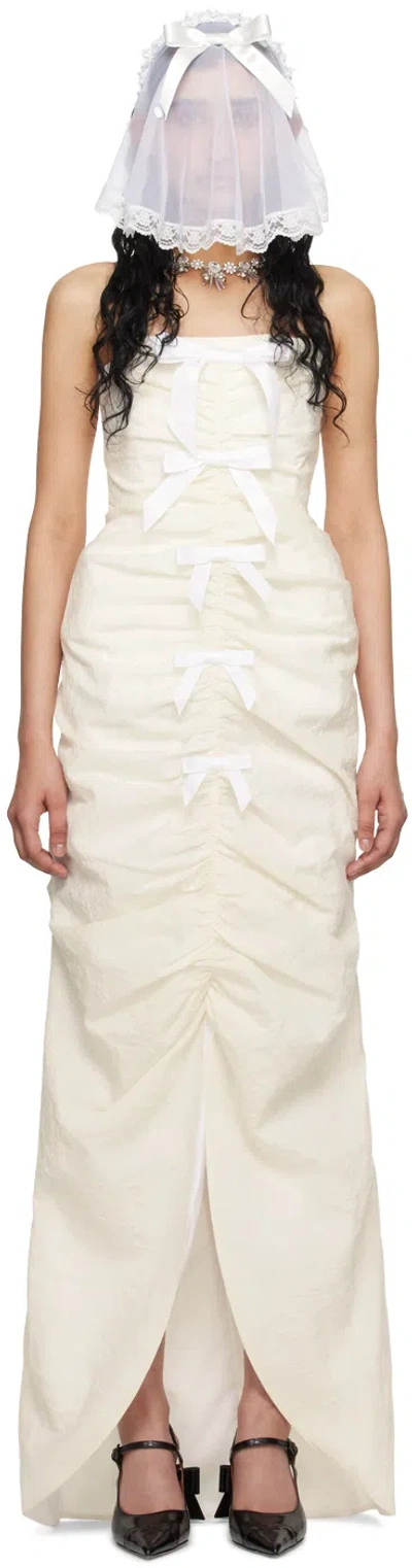 Shushu-tong Ssense Exclusive Off-white Ruched Maxi Dress In Wh100 White