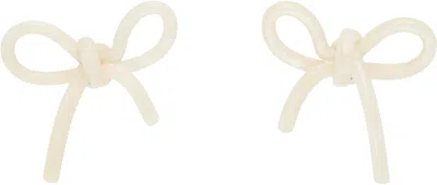 Shushu-tong Ssense Exclusive Off-white Yvmin Edition Bow Earrings In Wh100 Pearl