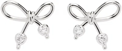 Shushu-tong Ssense Exclusive Silver Yvmin Edition Knotted Bow Earrings In 18k Gold Silver Coat