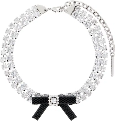 Shushu-tong Ssense Exclusive Silver Yvmin Edition Rubber Bow Gemstone Choker In 18k Gold Silver Coat
