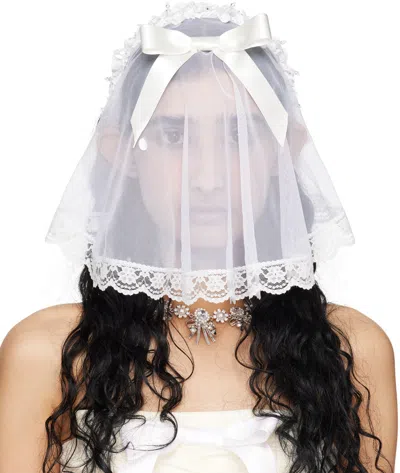 Shushu-tong Ssense Exclusive White Floral Lace Veil In Wh100 White