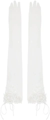 SHUSHU-TONG SSENSE EXCLUSIVE WHITE SEQUINNED SHEER GLOVES