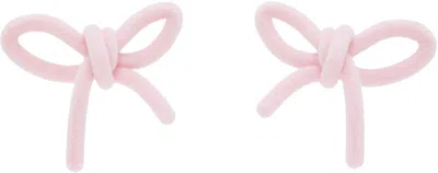 Shushu-tong Ssense Exclusive Yvmin Edition Velvet Bow Earrings In Pink