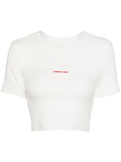 Shushu-tong Stereo Rose Embellished Cropped T-shirt