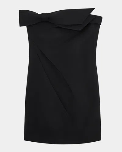 Shushu-tong Strapless Pleated Bow Mini Dress In Black