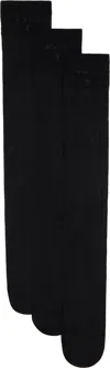Shushu-tong Three-pack Black Knitted Mid-calf Socks In Ba100 Black