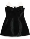 Shushu-tong Black Dress With Bustier-style Neckline And Velvet Effect In Black