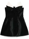 Shushu-tong Black Dress With Bustier-style Neckline And Velvet Effect In Schwarz