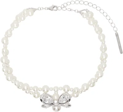 Shushu-tong White & Silver Yvmin Edition Butterfly Braided Pearl Necklace