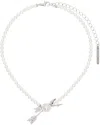 Shushu-tong White & Silver Yvmin Edition Double Arrow Pave Pearl Necklace In Silver