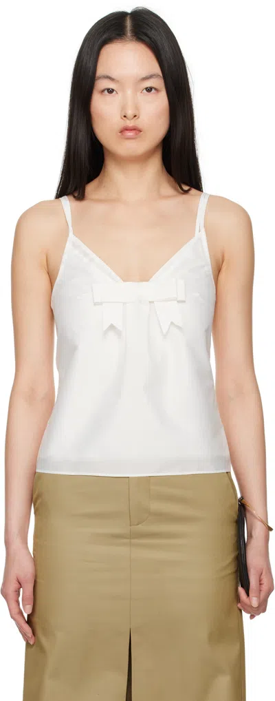 Shushu-tong White Bow Tie Sling Top