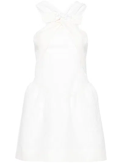 Shushu-tong White Crossover Bow Minidress