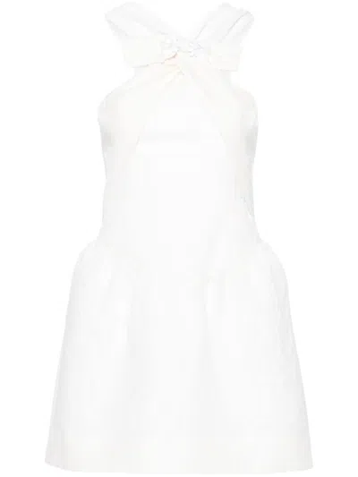 SHUSHU-TONG WHITE CLOQUÉ-EFFECT MINI DRESS