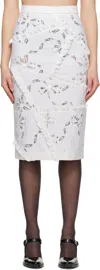 Shushu-tong White Cutout Bow Patchwork Midi Skirt In Wh100 White