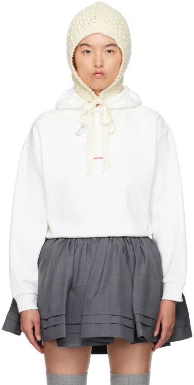 Shushu-tong White Embroidered-logo Hoodie In Wh100 White