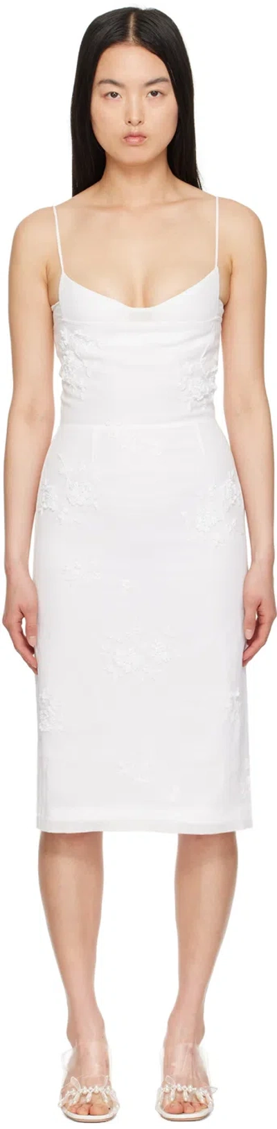 Shushu-tong White Embroidered Midi Dress In Wh100 White