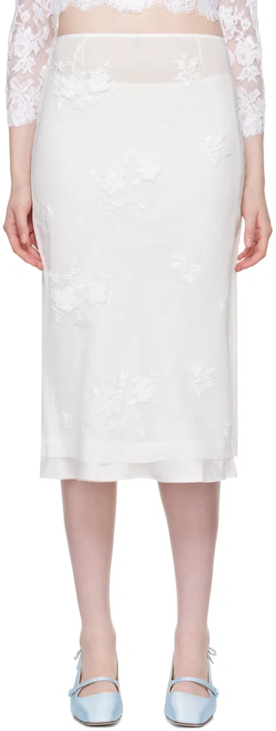 Shushu-tong White Floral Midi Skirt In Wh100 White