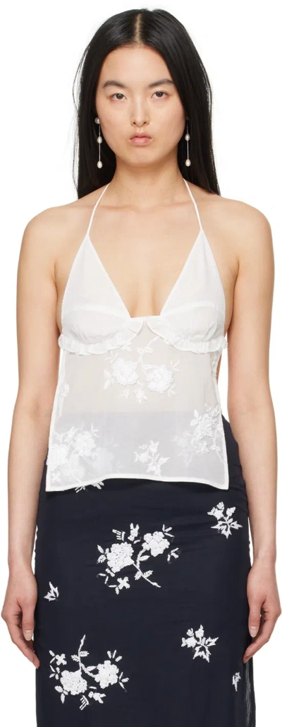 Shushu-tong White Halter Camisole In Wh100 White