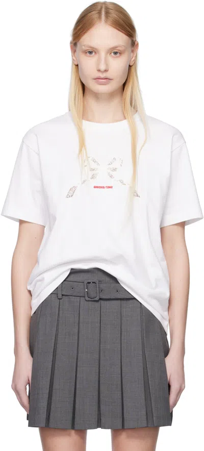 Shushu-tong White Lace Patchwork Oversize T-shirt In Wh100 White