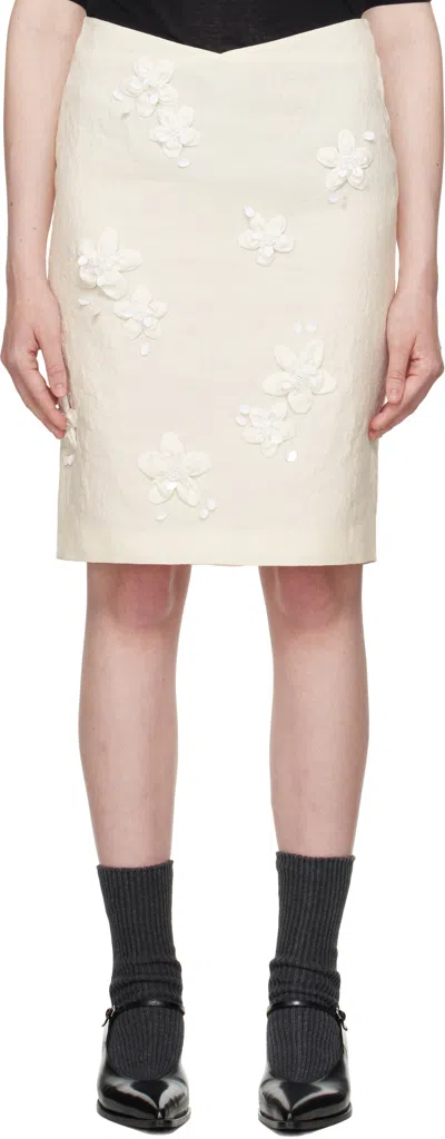Shushu-tong White Low-waisted Straight Midi Skirt In Wh100 White